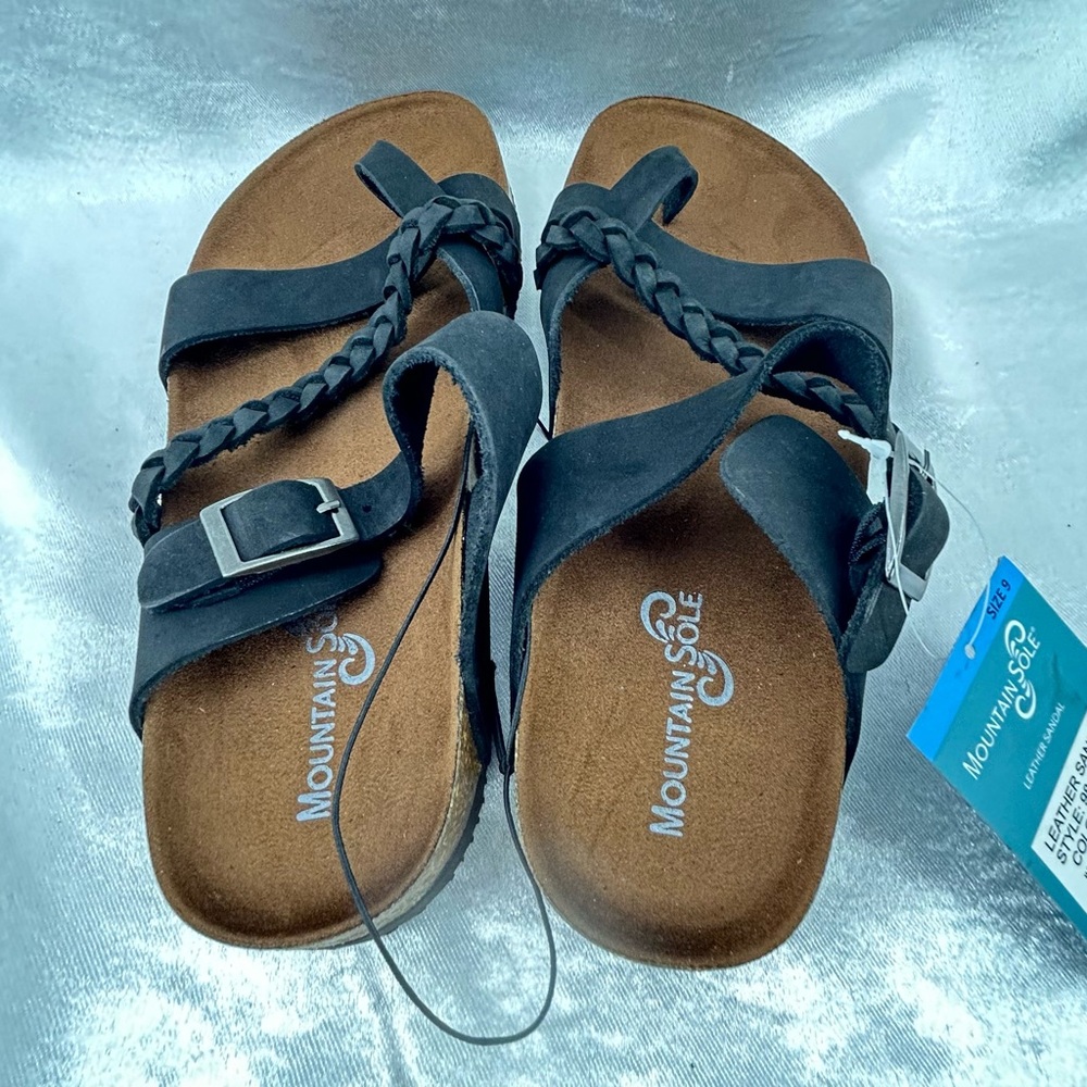 Mountain Sole Black Leather Sandals Woman’s Size 9 - Picture 3 of 6